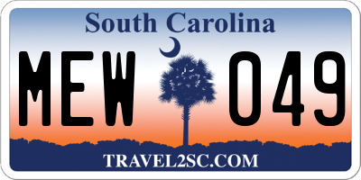 SC license plate MEW049