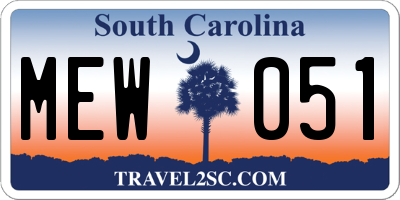 SC license plate MEW051