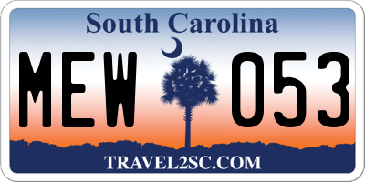 SC license plate MEW053