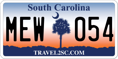 SC license plate MEW054