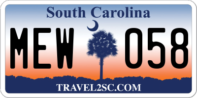 SC license plate MEW058