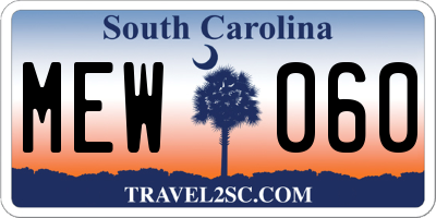 SC license plate MEW060