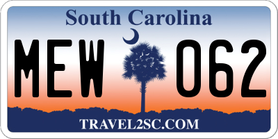 SC license plate MEW062