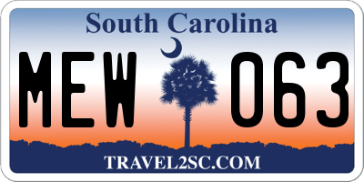 SC license plate MEW063