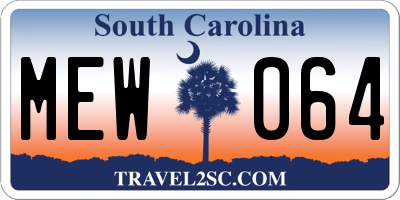 SC license plate MEW064