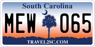 SC license plate MEW065