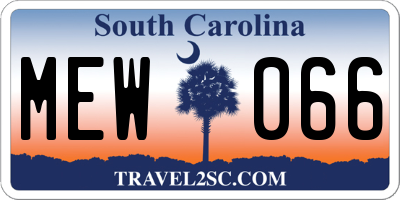 SC license plate MEW066