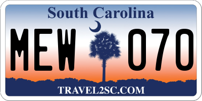 SC license plate MEW070