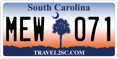 SC license plate MEW071