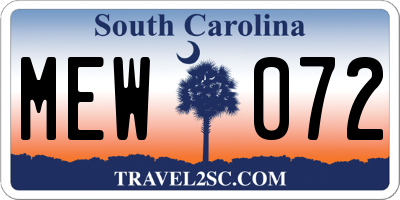 SC license plate MEW072
