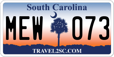 SC license plate MEW073