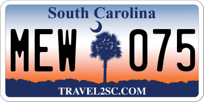 SC license plate MEW075