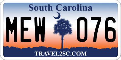 SC license plate MEW076