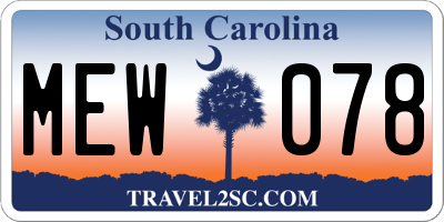SC license plate MEW078