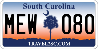 SC license plate MEW080