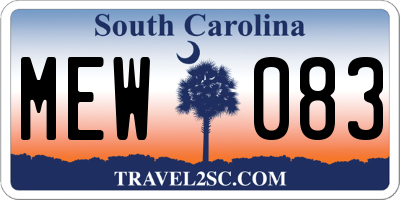 SC license plate MEW083