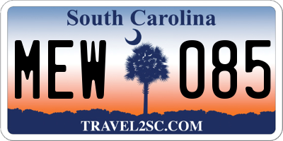 SC license plate MEW085