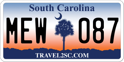 SC license plate MEW087