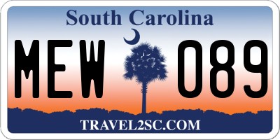 SC license plate MEW089