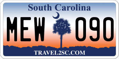 SC license plate MEW090