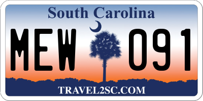 SC license plate MEW091