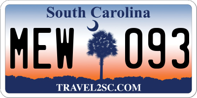 SC license plate MEW093