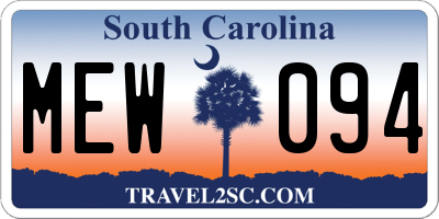 SC license plate MEW094