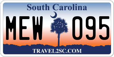 SC license plate MEW095