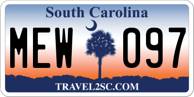 SC license plate MEW097