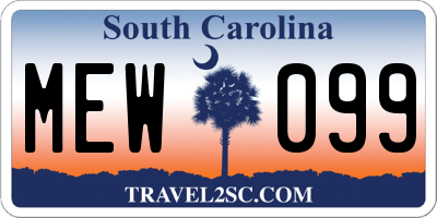 SC license plate MEW099