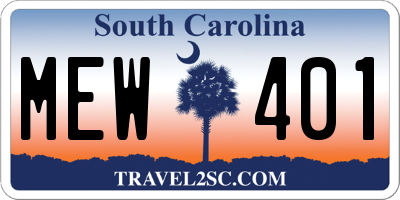 SC license plate MEW401