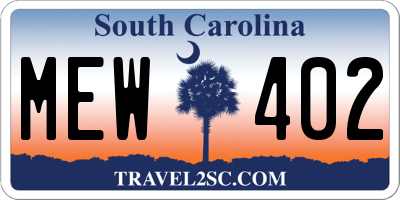 SC license plate MEW402