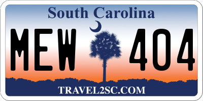 SC license plate MEW404