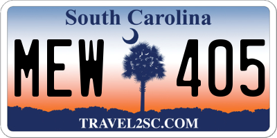 SC license plate MEW405