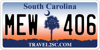 SC license plate MEW406