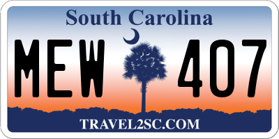 SC license plate MEW407