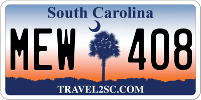 SC license plate MEW408