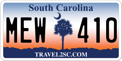 SC license plate MEW410