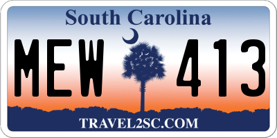 SC license plate MEW413