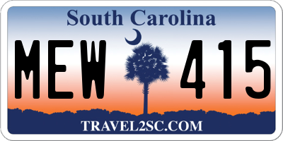 SC license plate MEW415