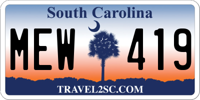 SC license plate MEW419