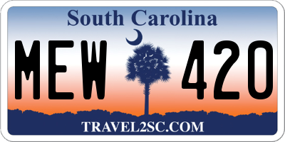 SC license plate MEW420
