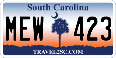 SC license plate MEW423