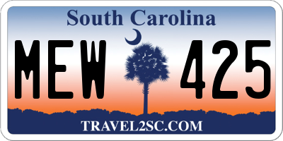 SC license plate MEW425