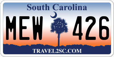 SC license plate MEW426