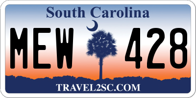 SC license plate MEW428