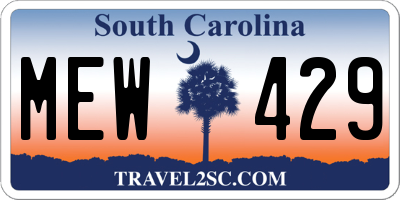 SC license plate MEW429