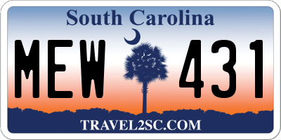SC license plate MEW431