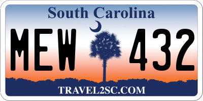 SC license plate MEW432
