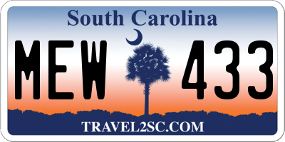 SC license plate MEW433